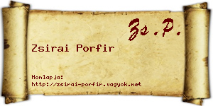 Zsirai Porfir névjegykártya